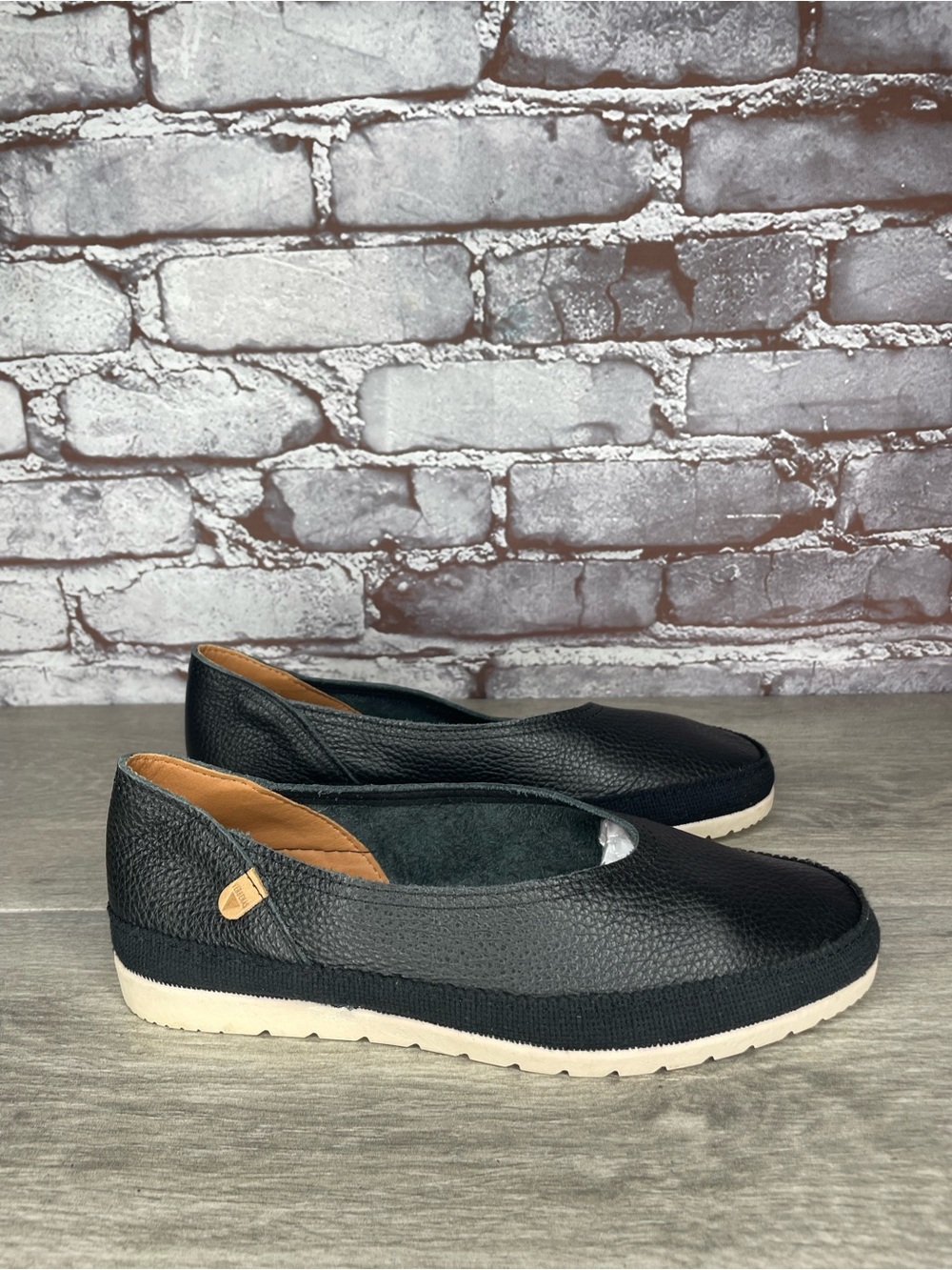 Verbenas Noelia Black Leather Suede V-cut Slip On Shoes Women Sz 38EU